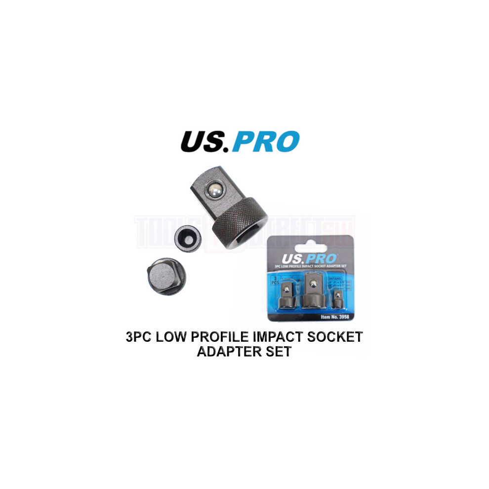 US PRO Tools 3pc Super Low Profile Impact Socket Adaptor Reducer Sockets 3958