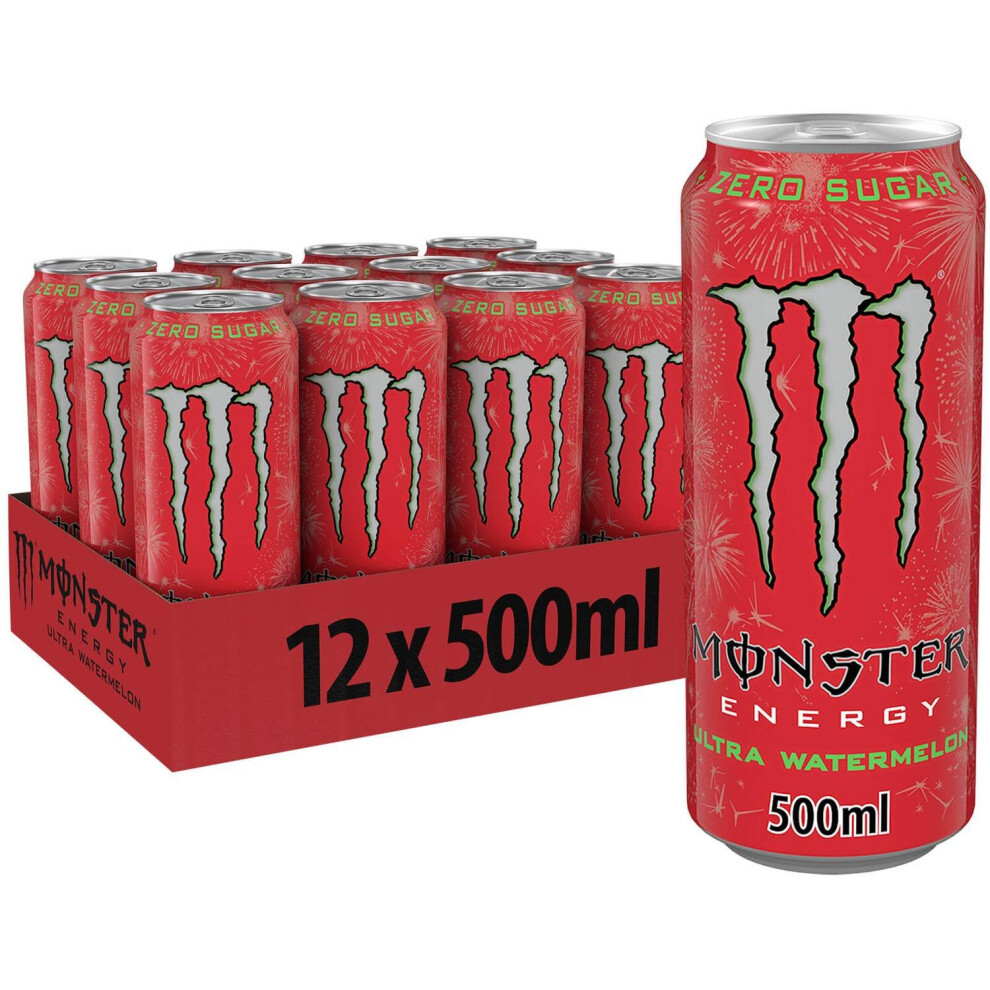 Monster Energy Ultra Watermelon Energy Drink 12x 500ml **BEST BEFORE NOVEMBER 2023 