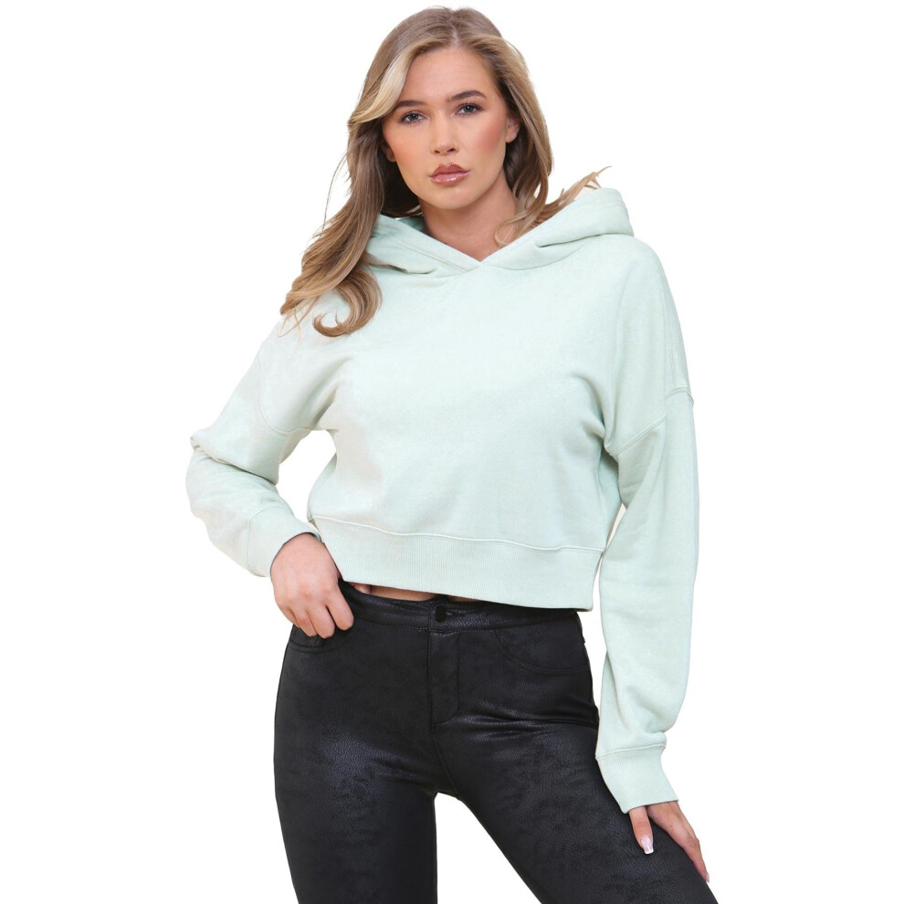 (L, Sage) Enzo Womens Cropped Hoodie