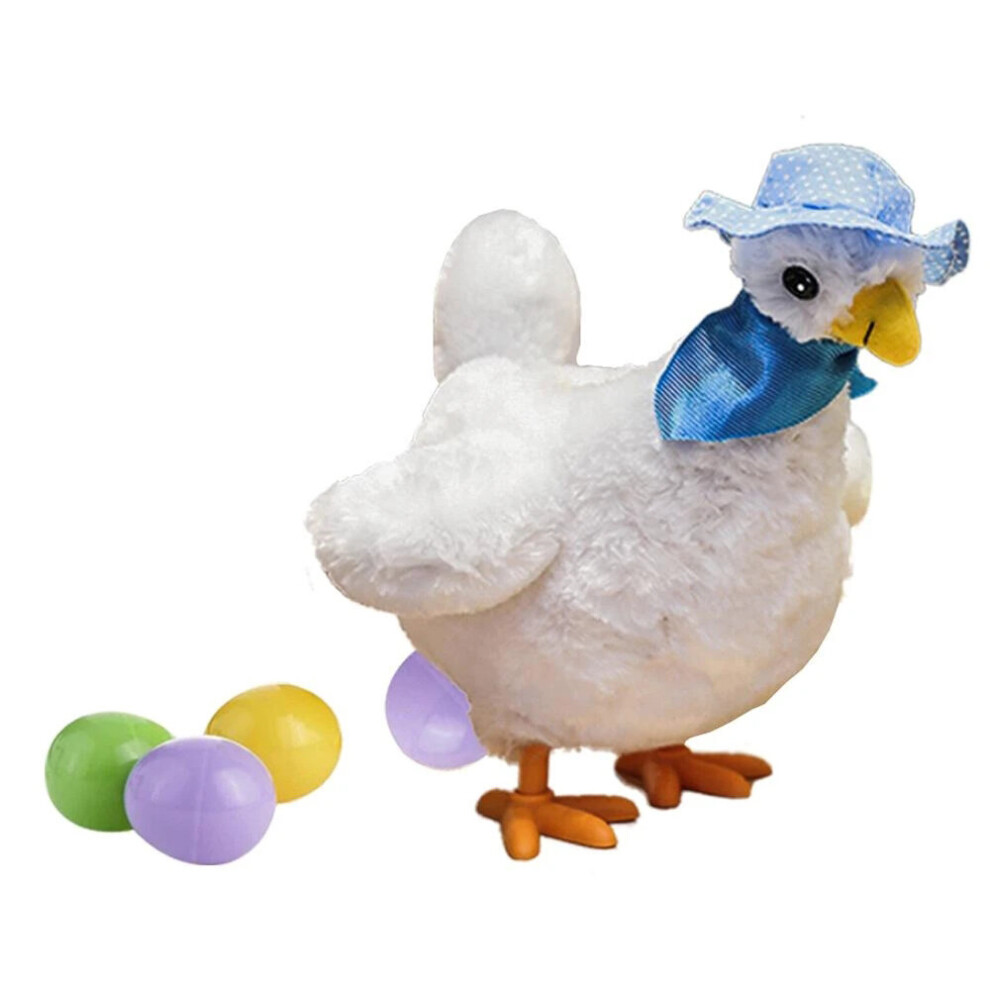 Ym (White) Easter Plush Toys Lay Eggs Musical Chicken Electric Plush White