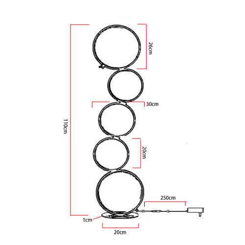 Living And Home Modern 5-Ring Touch Control LED Floor Lamp for Living Room 2