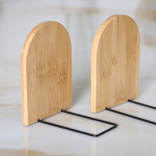 (  L-pair) Desktop Organizer Bamboo Stand Holder Bookrack Book Ends Shelf Bookends