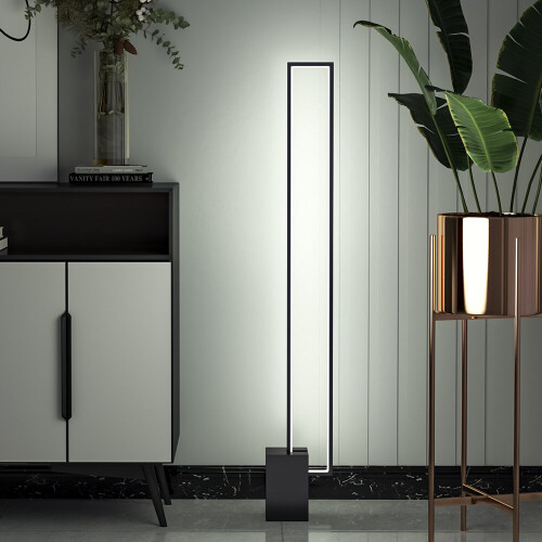Living And Home Metal Rectangular LED Floor Lamp with Black Base 1