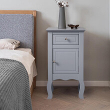 (Grey) Wooden Bedside Side Table Nightstand with Drawer