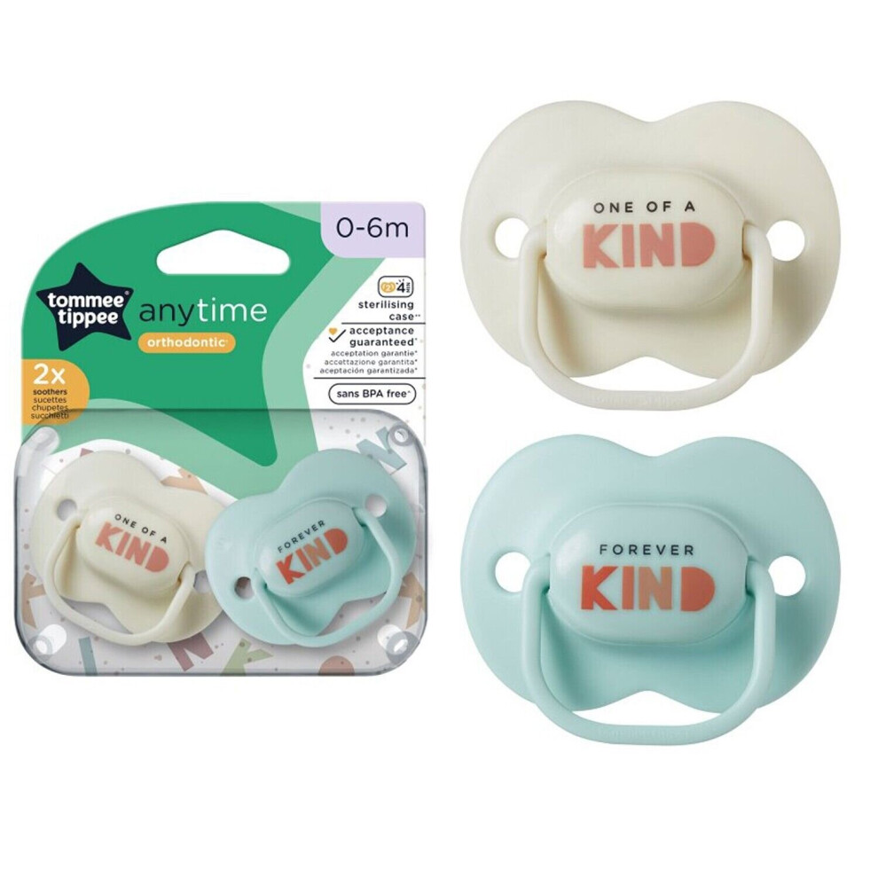 Tommee Tippee Anytime Soother 0-6M 2 Pack - Assorted Colours