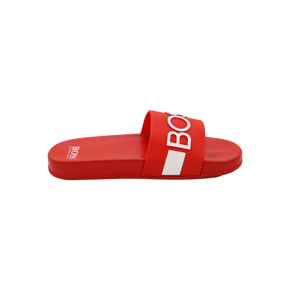 ( J29274 997-5) Hugo Boss Boy's Logo Sliders Red