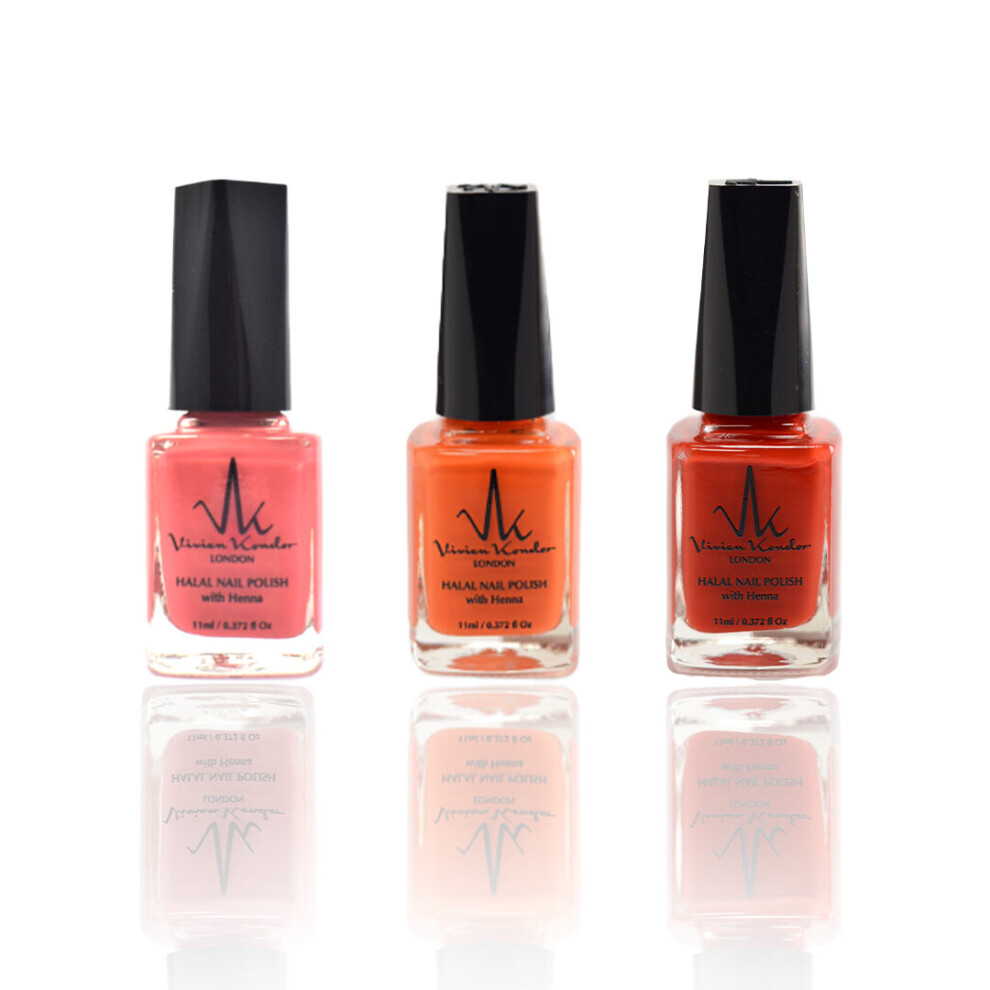 Vk Vivien Kondor London Set Of 3- Henna Infused Permeable Nail Polish Wudhu And Vegan Friendly
