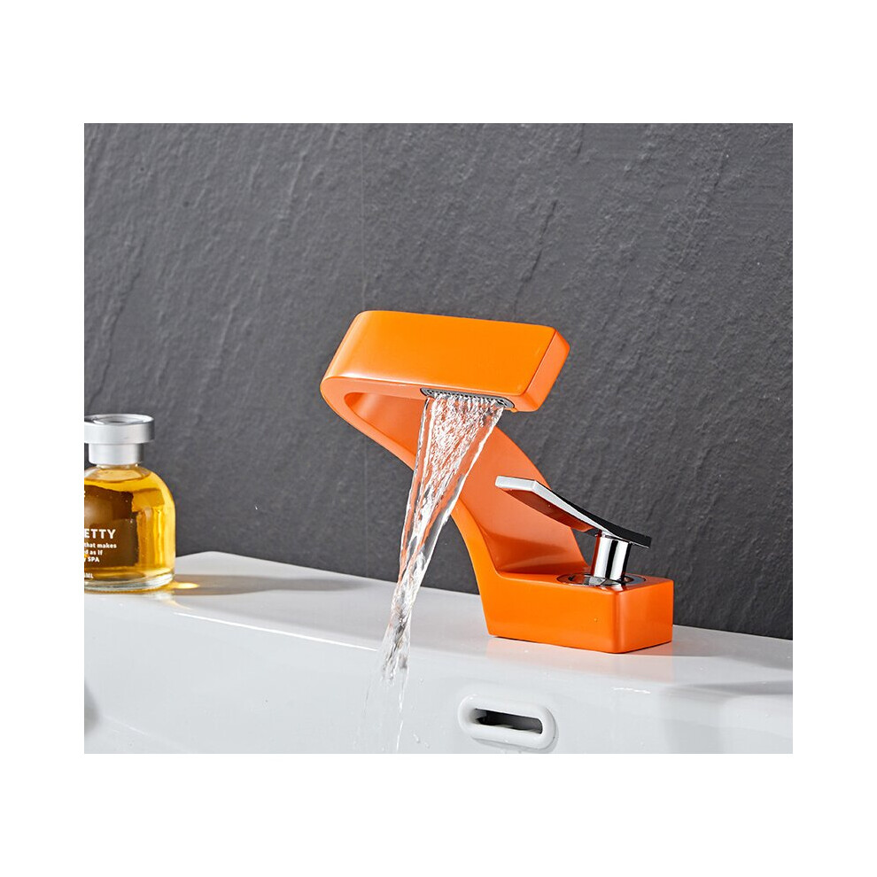 (Orange) Bathroom Waterfall Tap, Washbasin Mixer Tap, Chrome, Modern, Brass Bathroom Tap, Basin Mixer Tap, Elegant For Bathroom 8804717476248