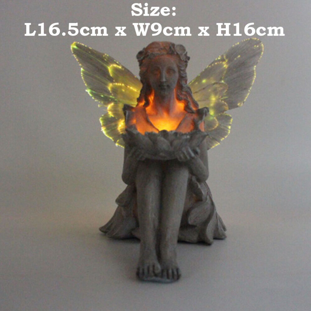 (Angel C Color Change) LED Solar Lamp Fairy Garden Statues Solar Light Figurine Angel Outdoor Resin Sculpture Art Decor for Patio