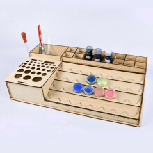 Wooden Pigment Paint Bottle Rack Model Organizer Storage Stand Holder