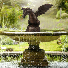 Dragon Statue Sculpture Animal Water Fountain Figurine Garden Yard Outdoor Decor