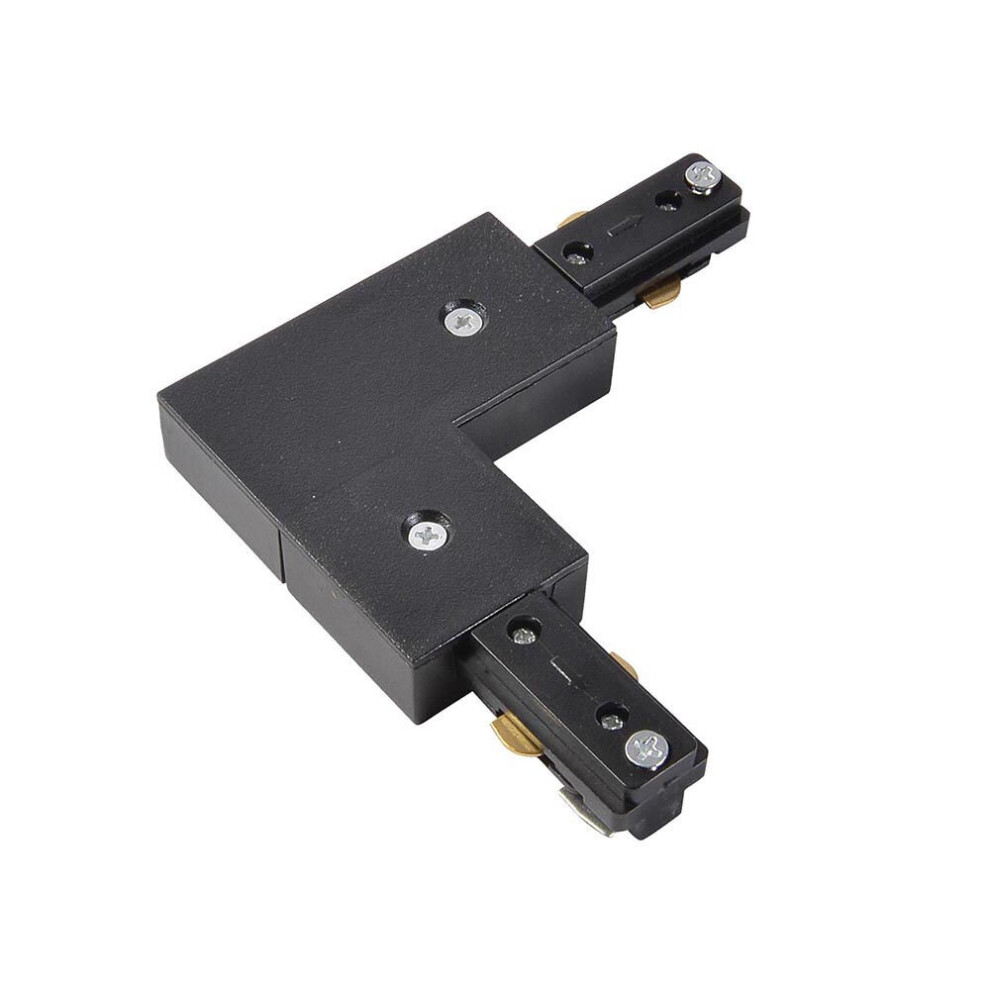 Litecraft L Shaped Connector For Single Circuit Mains Track - Black 5051569029662