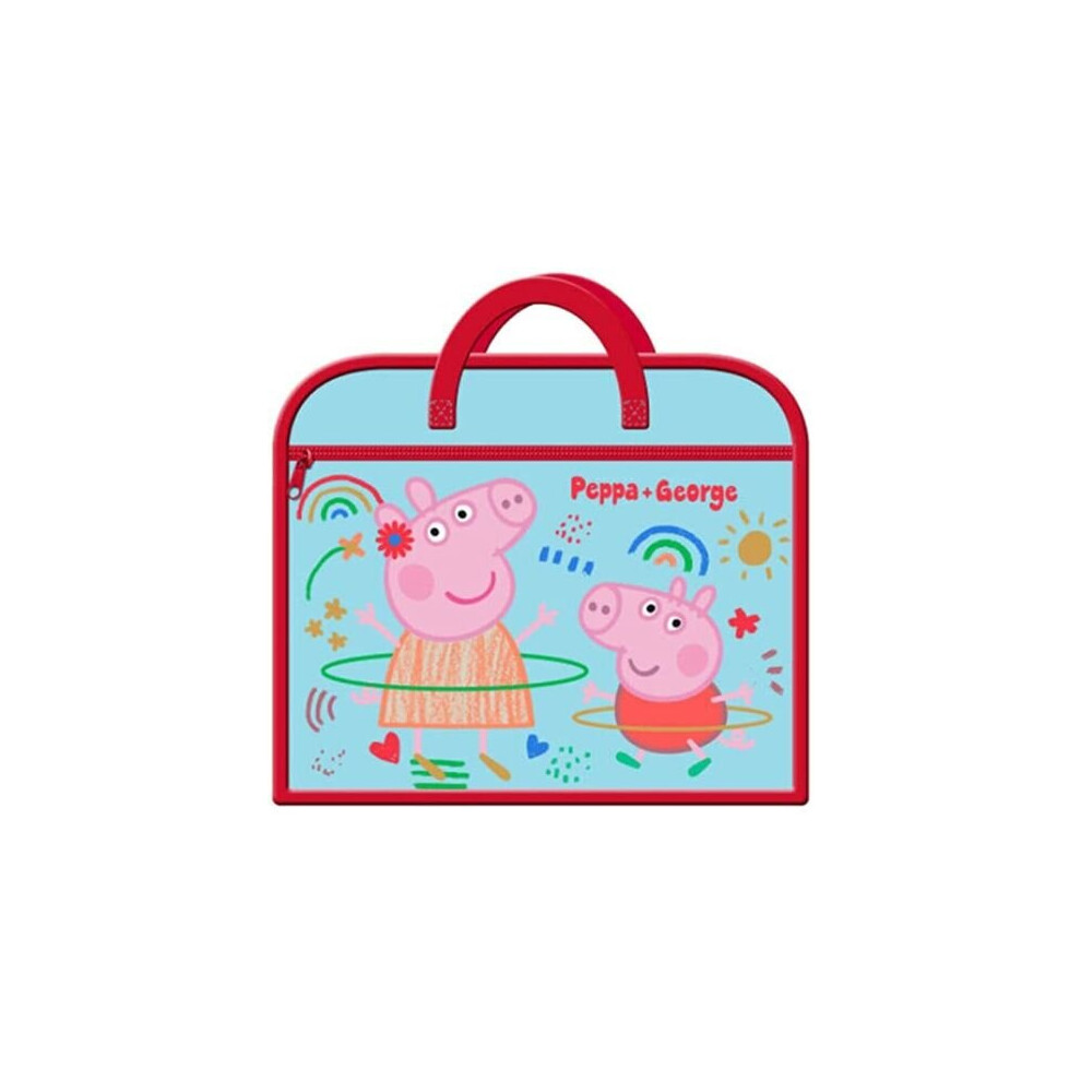 Peppa & George Pig Zip Up School Reading Book Bag With Carry Handle