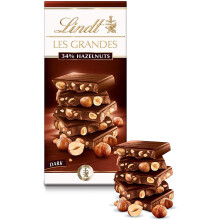 Lindt Les Grandes 34% Hazelnut Dark Chocolate Bar 150g