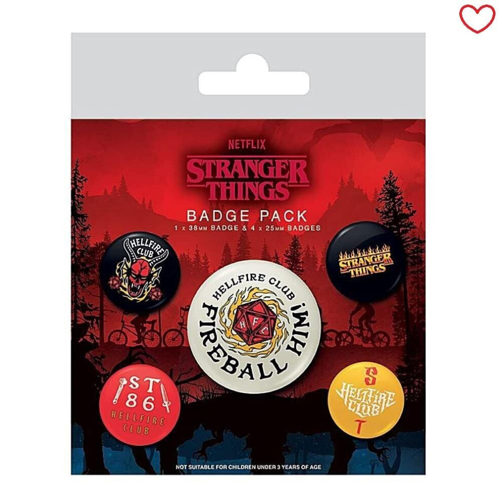 Stranger Things Badge Pack FireBall 5 Button Pin