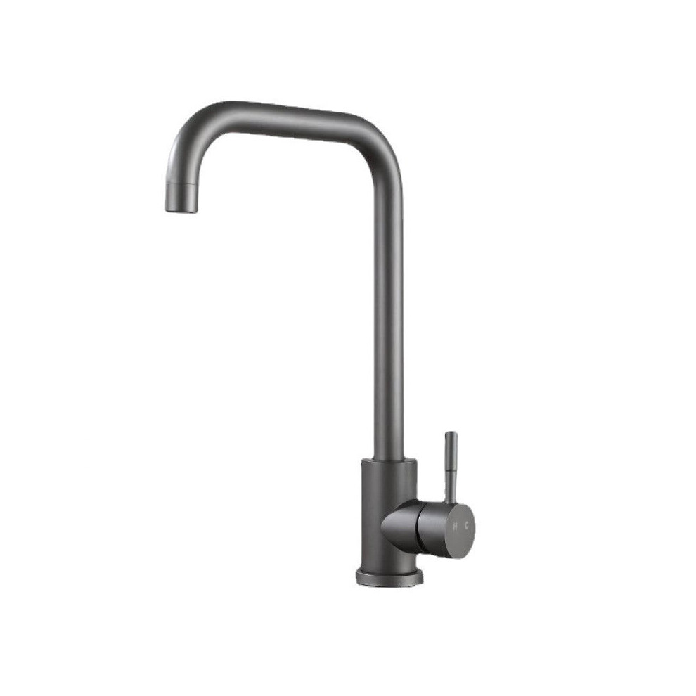 (Grab Gray) Kitchen Sink Mixer Tap L-Shap 360Âº Swivel Spout 1 Hole Hot And Cold Water Monobloc Faucet Mono Taps Mixers Single Lever Chrome 8804717475234
