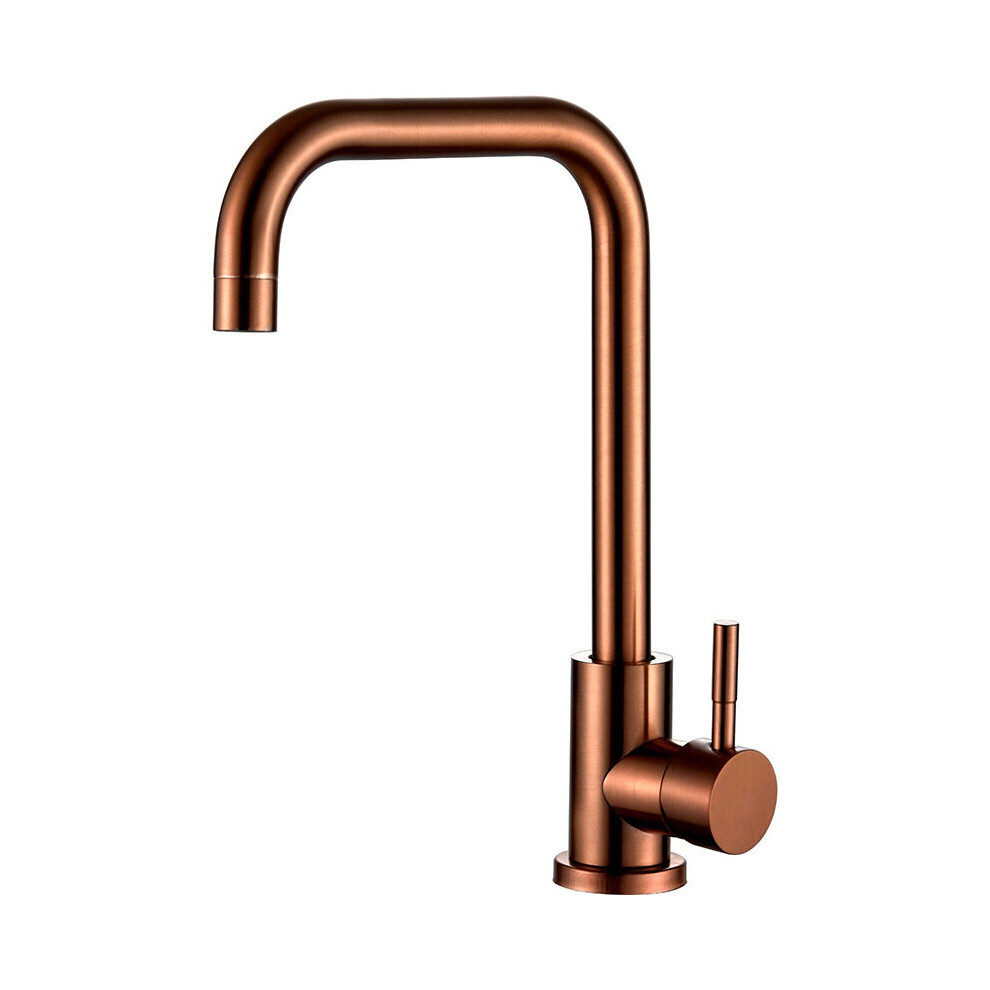 (Rose Gold) Kitchen Sink Mixer Tap L-Shap 360Âº Swivel Spout 1 Hole Hot And Cold Water Monobloc Faucet Mono Taps Mixers Single Lever Chrome 8804717475241