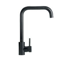 (Black) Kitchen Sink Mixer Tap L-Shap 360º Swivel Spout 1 Hole Hot and Cold Water Monobloc Faucet Mono Taps Mixers Single Lever Chrome