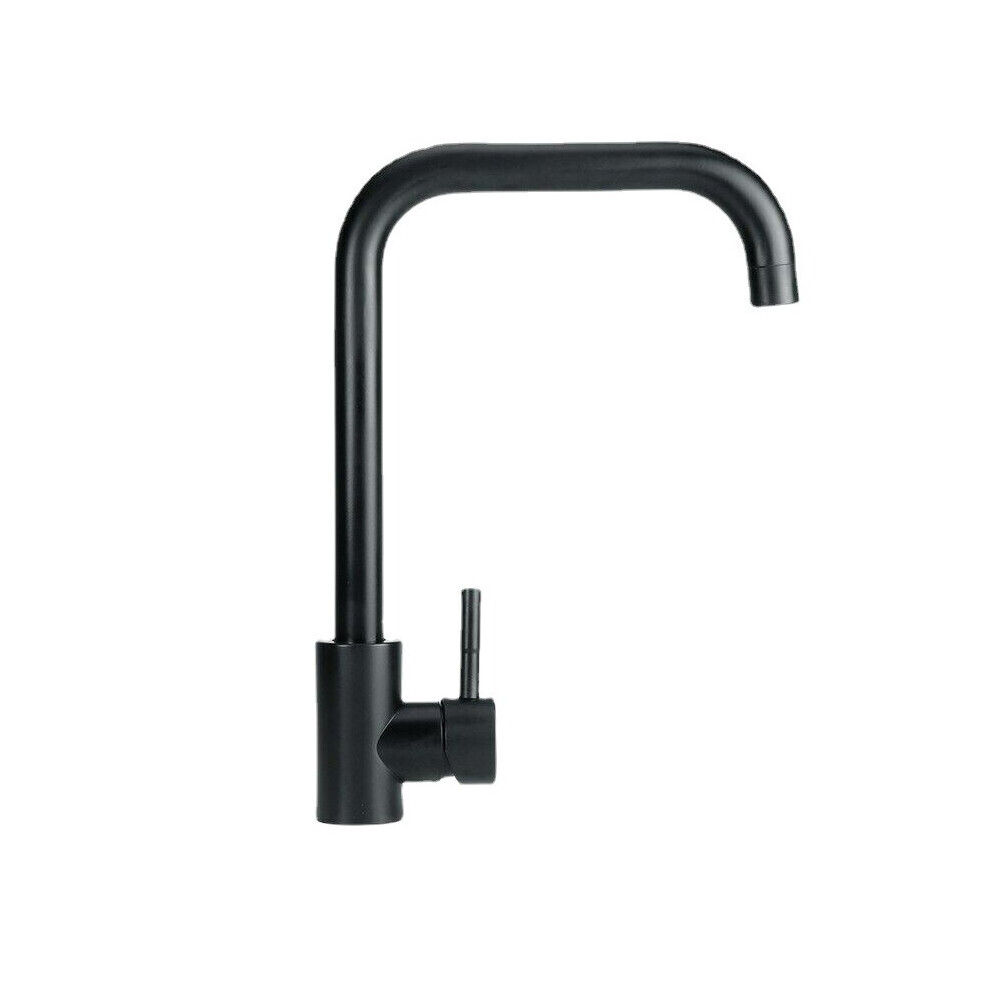 (Black) Kitchen Sink Mixer Tap L-Shap 360Âº Swivel Spout 1 Hole Hot And Cold Water Monobloc Faucet Mono Taps Mixers Single Lever Chrome 8804717475227