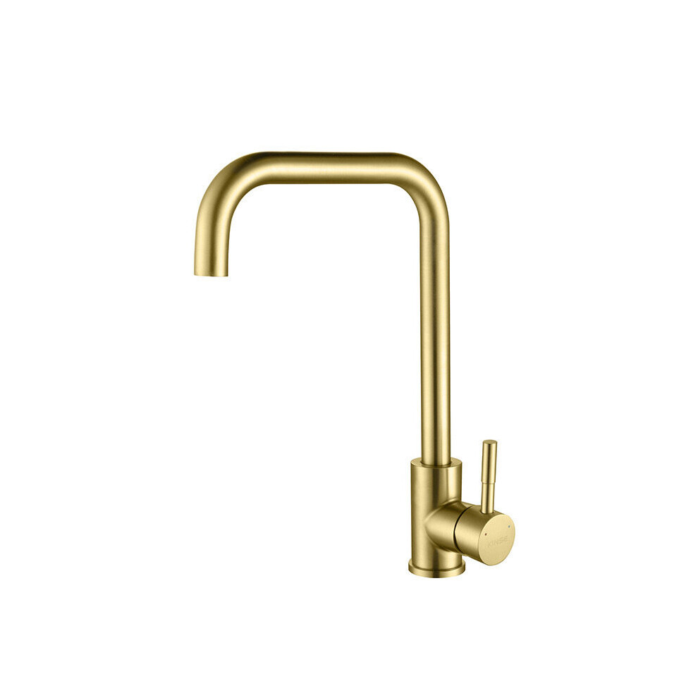 (Gold) Kitchen Sink Mixer Tap L-Shap 360Âº Swivel Spout 1 Hole Hot And Cold Water Monobloc Faucet Mono Taps Mixers Single Lever Chrome 8804717475210