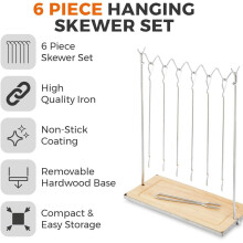 Tower T932012 Outdoor Living 6pc Hanging Skewers Set with Stand, Stainless Steel