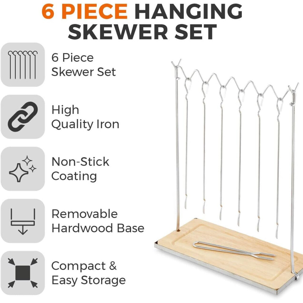 Tower T932012 Outdoor Living 6pc Hanging Skewers Set with Stand, Stainless Steel