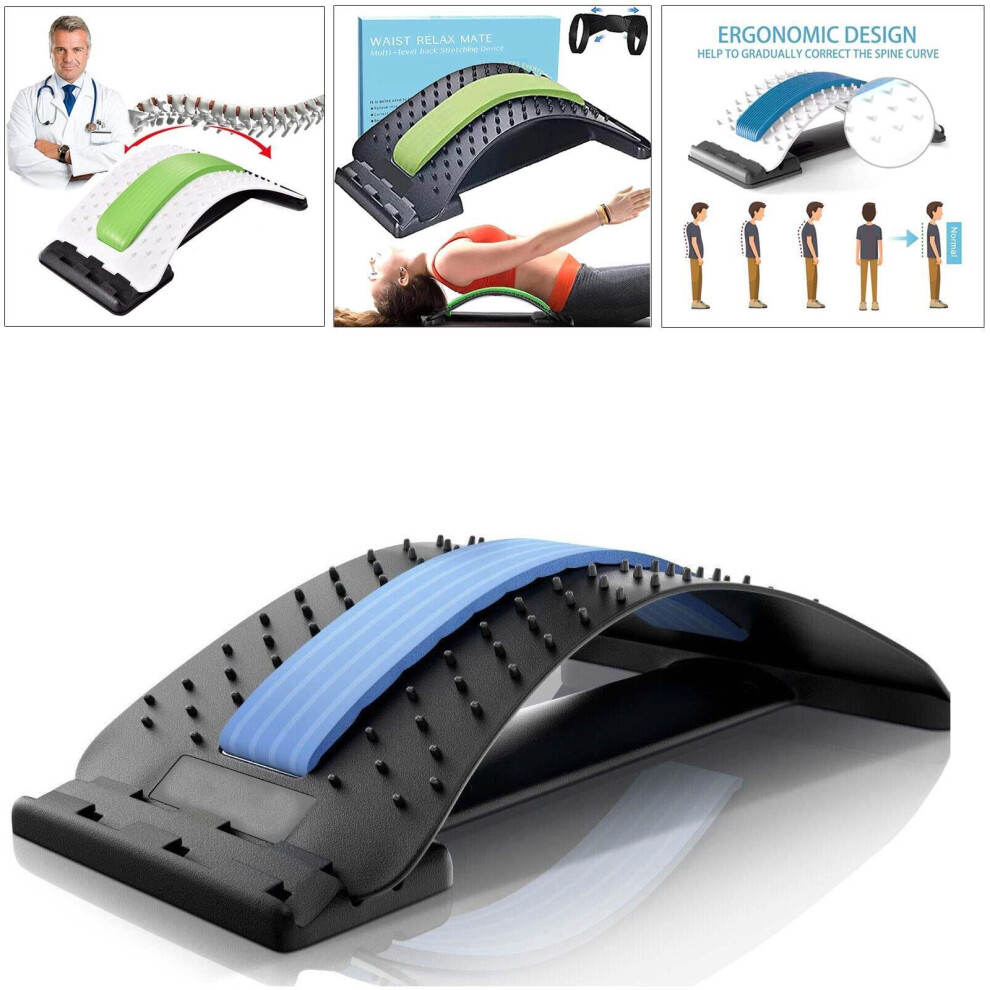 (Black Green) Lower Back Spine Stretcher Pain Massager Cracker