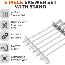 Tower T932013 Outdoor Living 6pc Skewer Set with Stand, Stainless Steel
