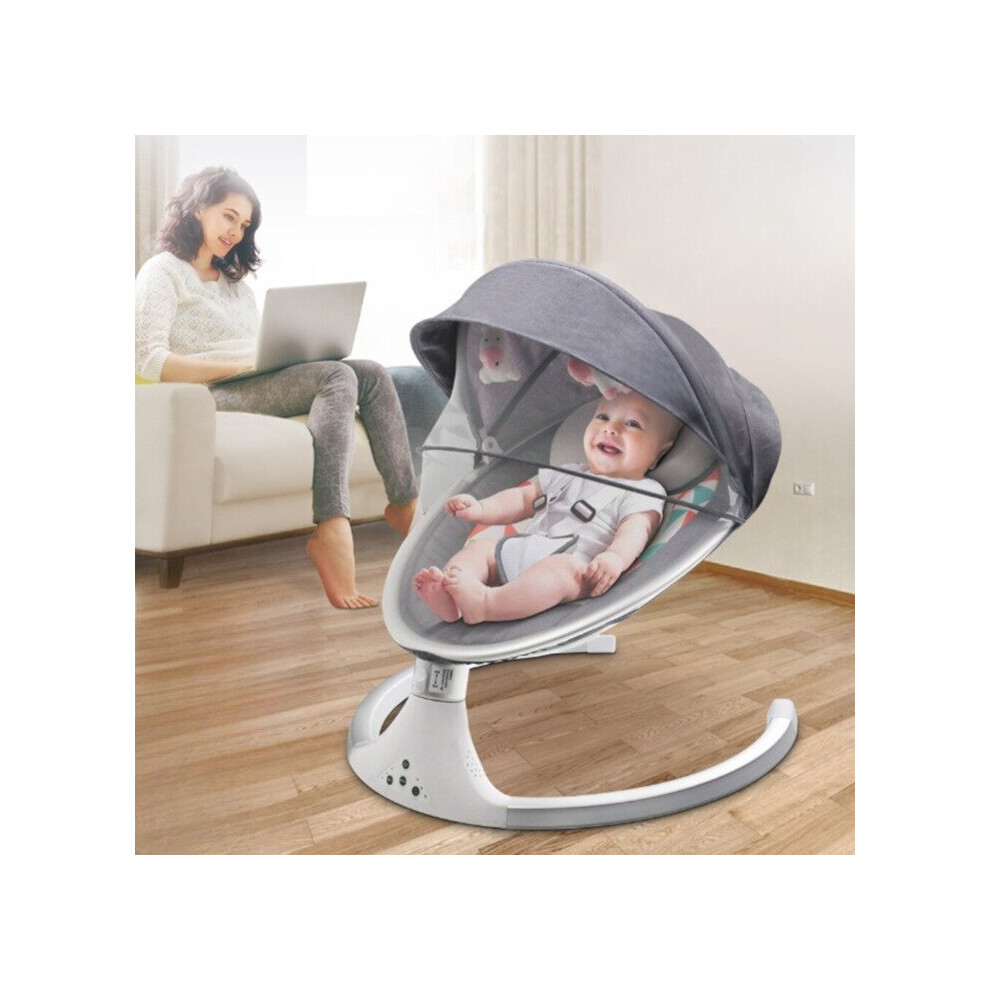 Bluetooth Electric Baby Rocker Swing Infant Bouncer Chair Music Gray