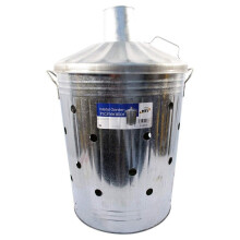 90 Litre Garden Bin Incinerator - Galvanised Metal Outdoor Waste Fire Bin Burner (Code 22037C)