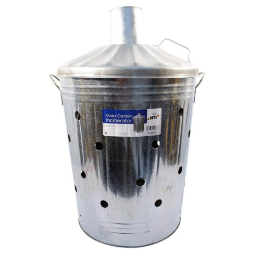 90 Litre Garden Bin Incinerator - Galvanised Metal Outdoor Waste Fire Bin Burner (Code 22037C)