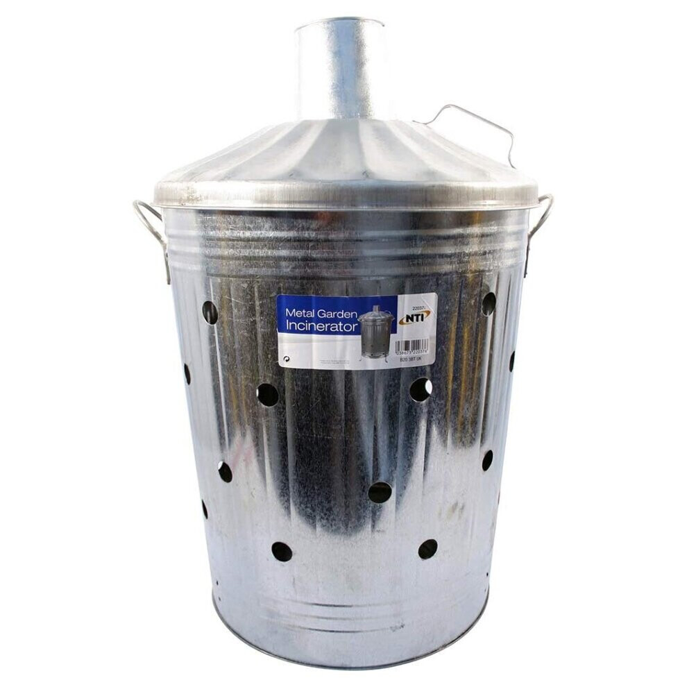 90 LITRE GARDEN BIN INCINERATOR | GALVANISED METAL OUTDOOR WASTE FIRE BIN BURNER