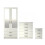 RD Furniture Ready assembled 3 Pcs Classic 2 Door 2 Drawer Mirrored Wardrobe, Chest And Bedside Set White 1