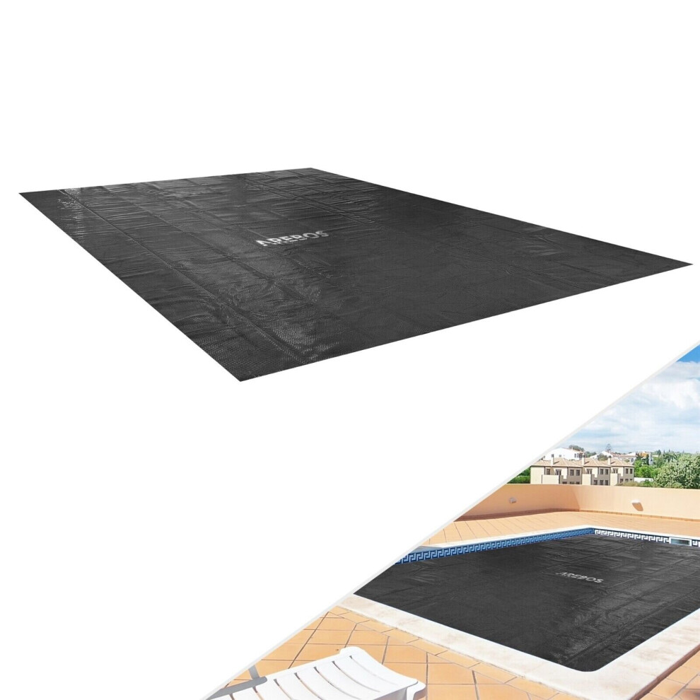 Arebos Pool Solar Foil/Cover Solar Cover Square Ø4.5x2.2m Black Solar Tarpaulin Thickness 120µm can be cut to size Pool Heating for Water Heating