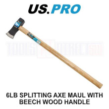 US PRO Tools 6LB / 3.7KGS Splitting Axe Maul With Beech Wood Handle Log Splitting Maul 4540