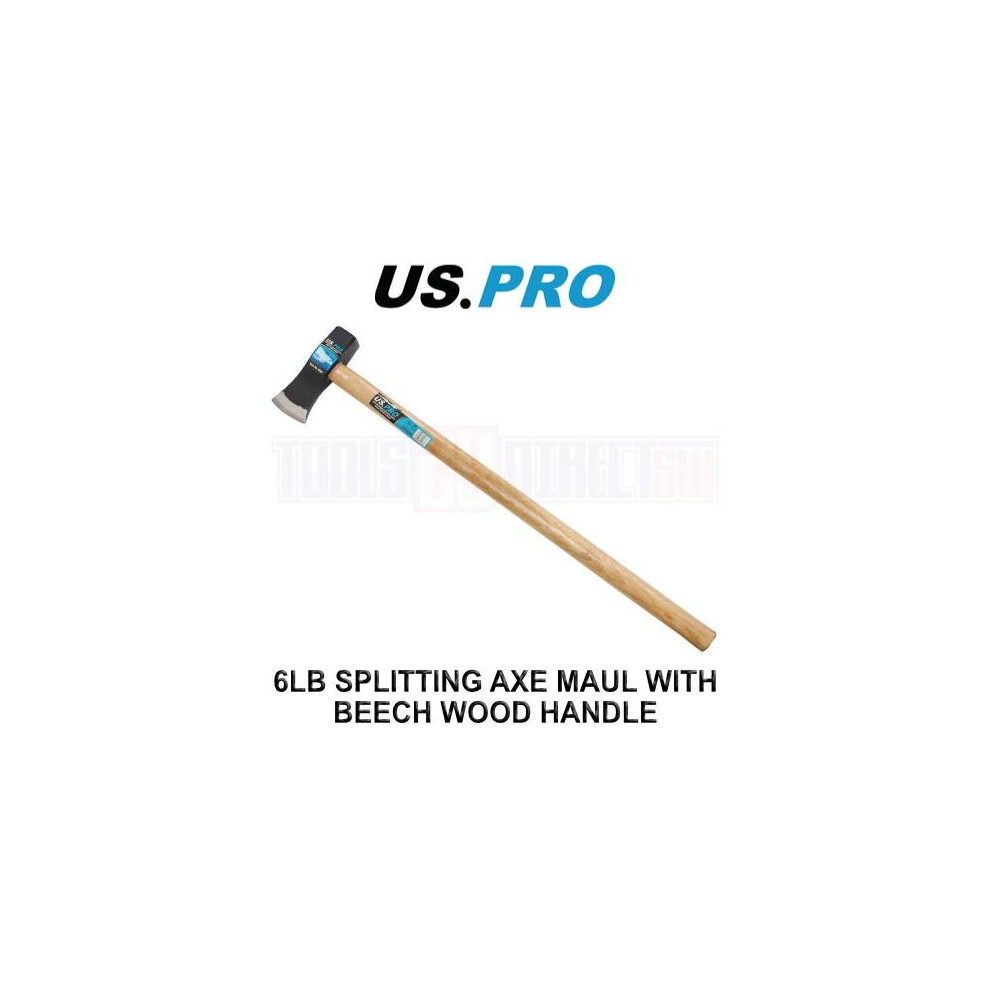 US PRO Tools 6LB / 3.7KGS Splitting Axe Maul With Beech Wood Handle Log Splitting Maul 4540