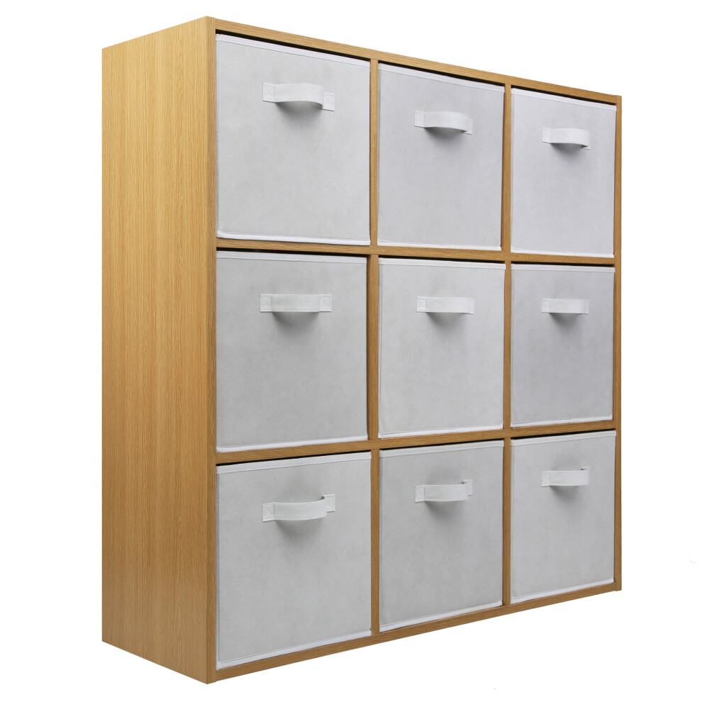 (9 White Drawers) Charles Jacobs Oak 9 Cube Open Book Shelf Storage