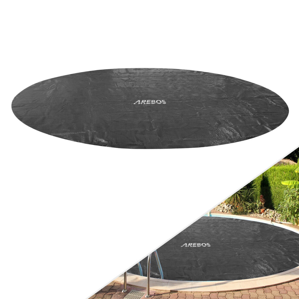 AREBOS Pool Solar Foil/Cover Solar Cover round Ø3,66m black  cover thickness 120µm solar roll cuttable  pool heating for water heating heat cover