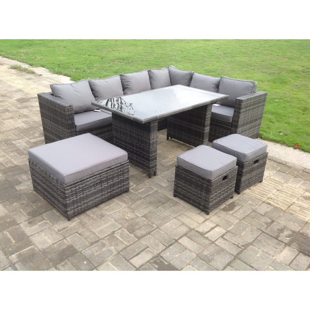 Fimous 9 Seater Rattan Corner Sofa Set Garden Furniture Outdoor Dining table-image-OPC-PBF77CX-NEW