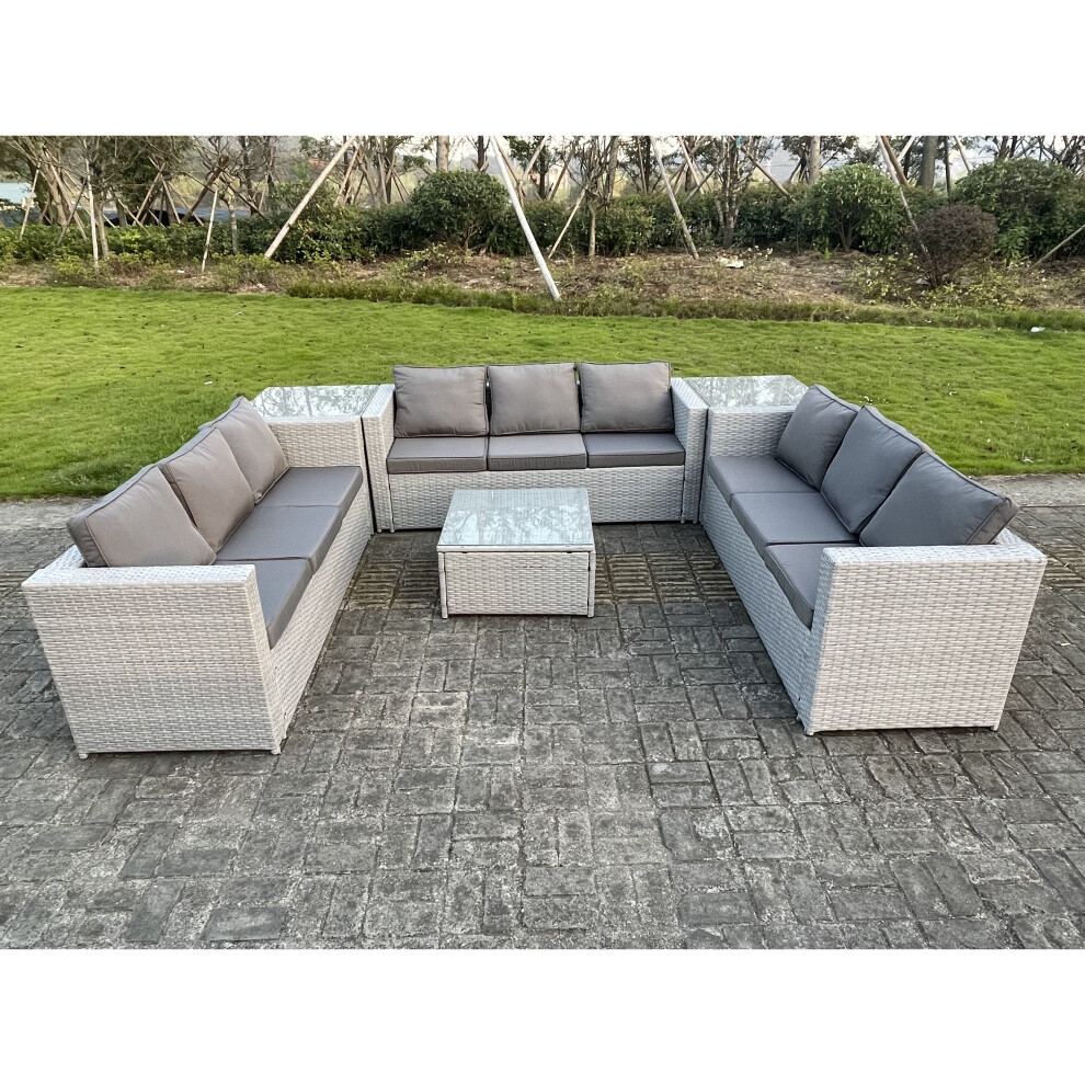 Fimous Lounge Outdoor Pe Rattan Garden Furniture Wicker Patio Sofa Grey
