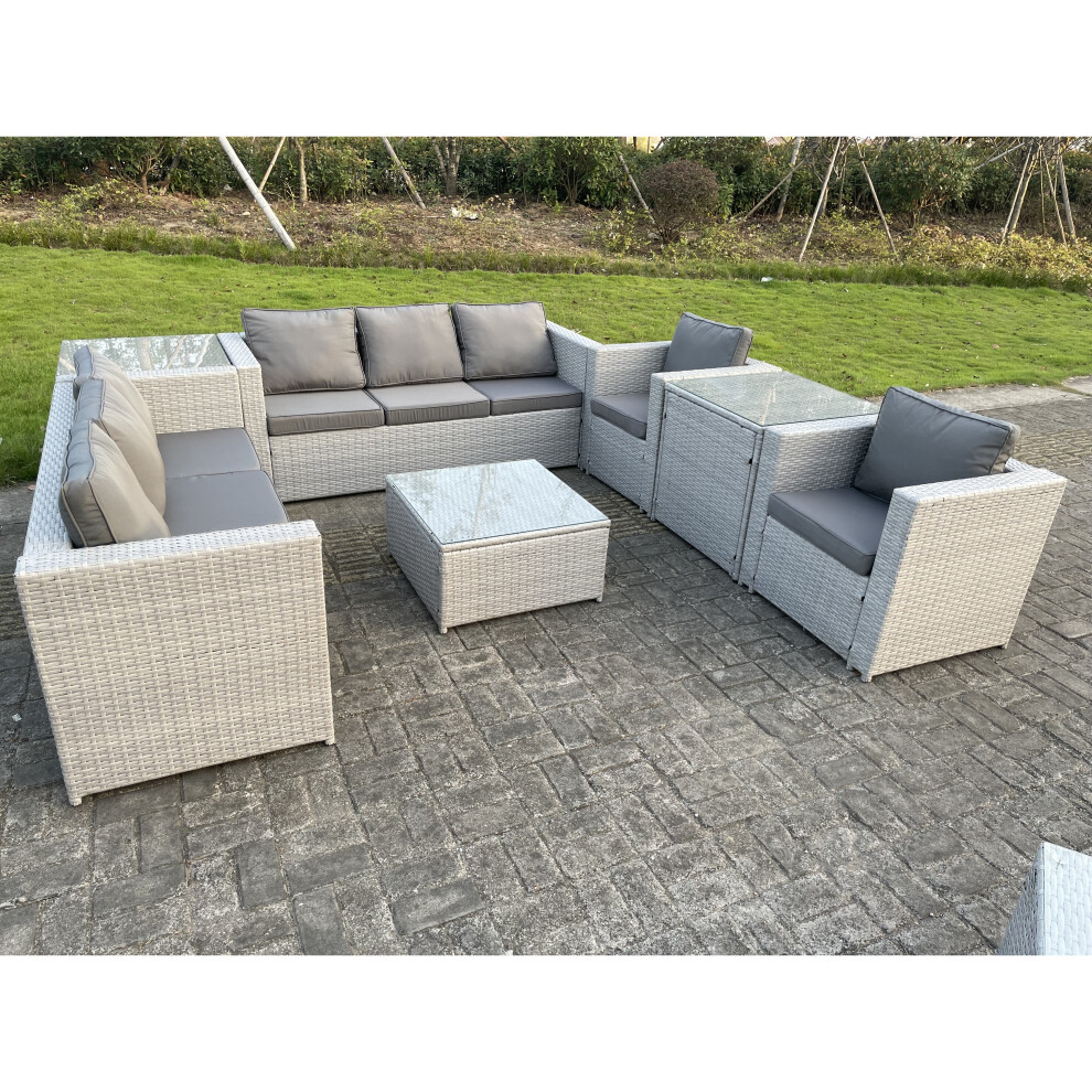 Fimous Outdoor PE Rattan Garden Furniture Set Wicker Sofa Side Table