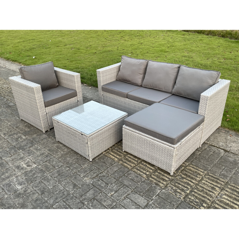 Fimous 5 Seat Light Grey Lounge Outdoor Rattan Garden Furniture Set