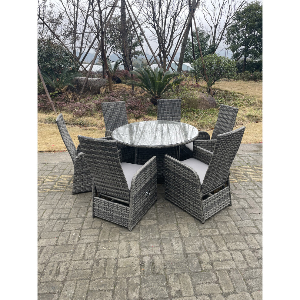 Fimous Outdoor Wicker Rattan Garden Furniture Reclining Chair And 6 Tables