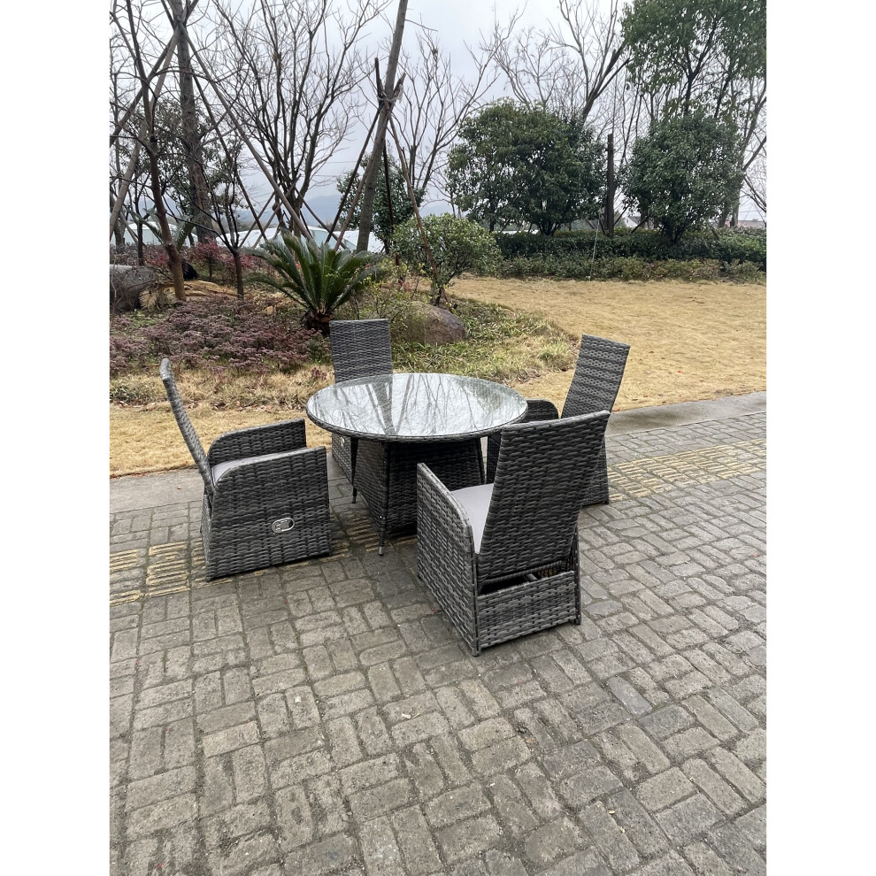 Fimous Outdoor Wicker Rattan Garden Furniture Reclining Chair And 4 Tables