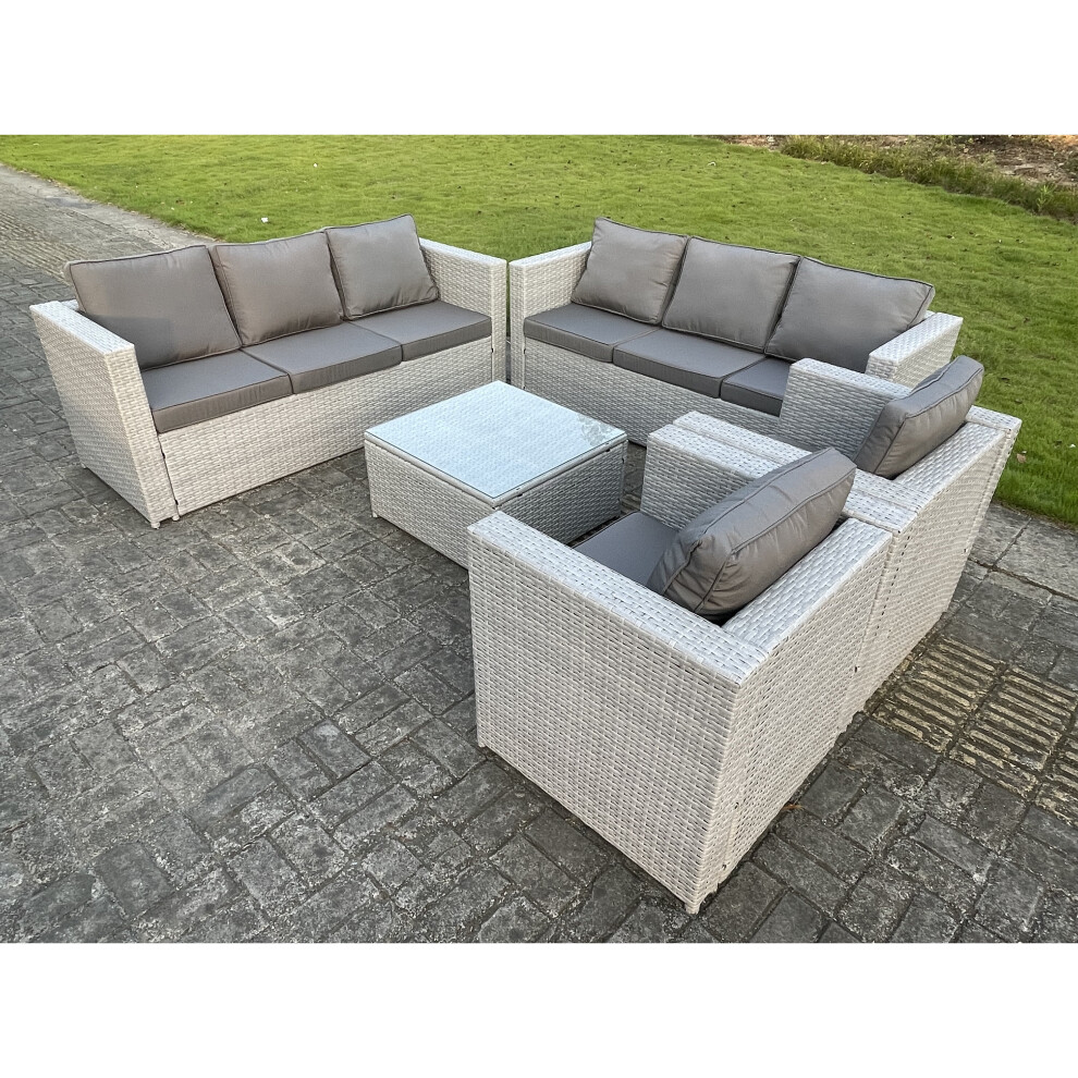 Fimous 8 Seater Outdoor Pe Rattan Garden Furniture Wicker Sofa Table