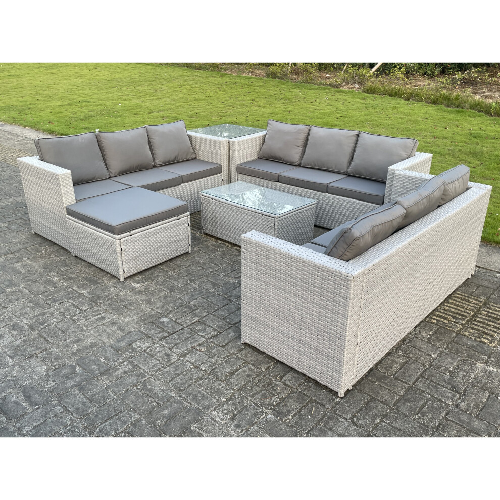 Fimous Lounge Outdoor Pe Rattan Garden Furniture Set Wicker Sofa Set Grey