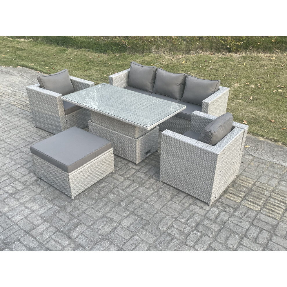 Fimous Rattan Garden Funiture Adjustable Rising Lifting Table Sofa Grey