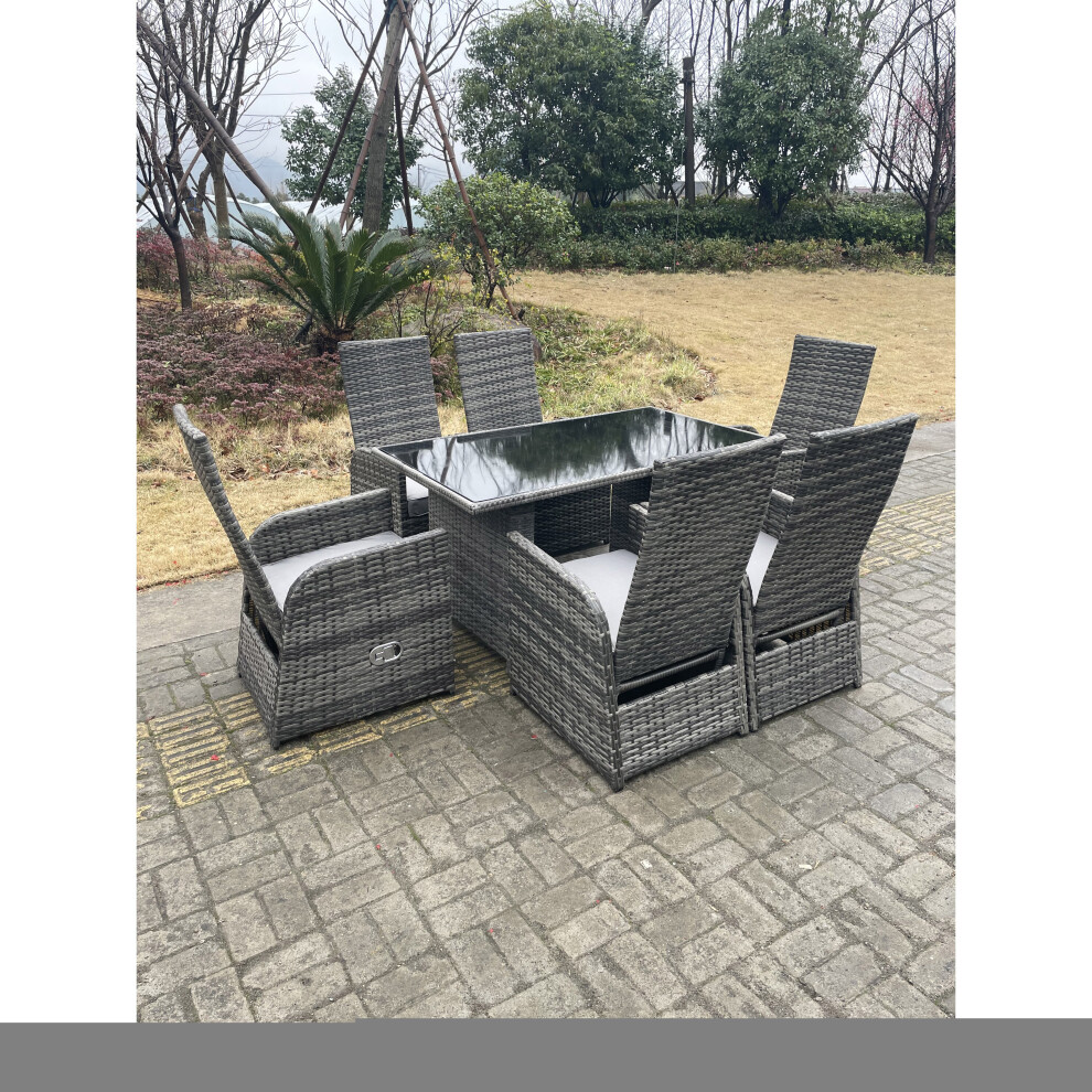 Fimous Outdoor Rattan Garden Furniture Reclining Chair And Table 6 Seater