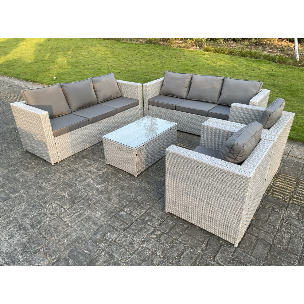 Fimous Outdoor Pe Rattan Garden Furniture Set Wicker Sofa Coffee Table