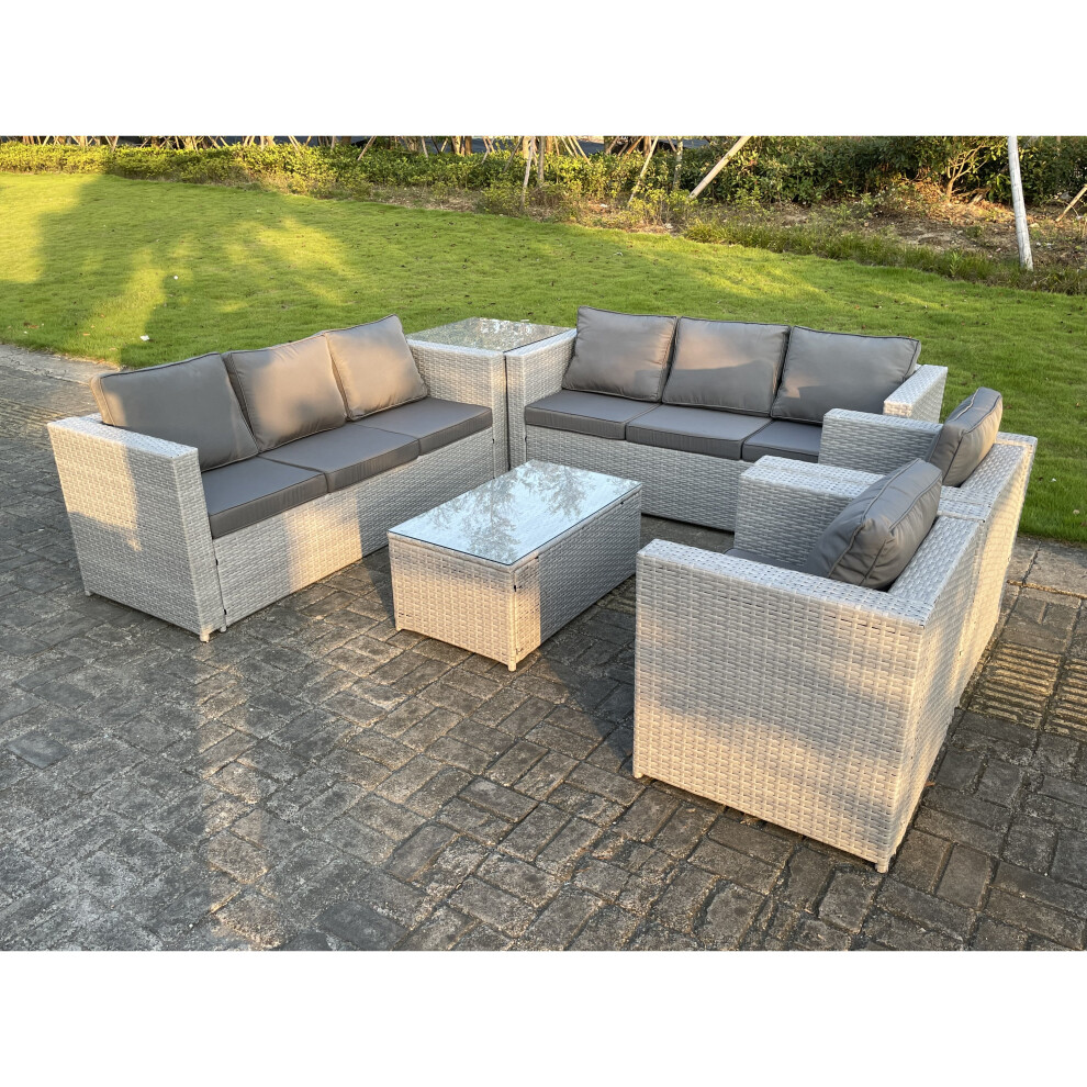 Fimous Outdoor Pe Rattan Garden Furniture Set Wicker Sofa 2 Armchair Grey
